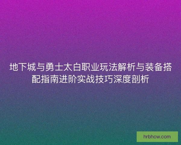 地下城与勇士太白职业玩法解析与装备搭配指南进阶实战技巧深度剖析