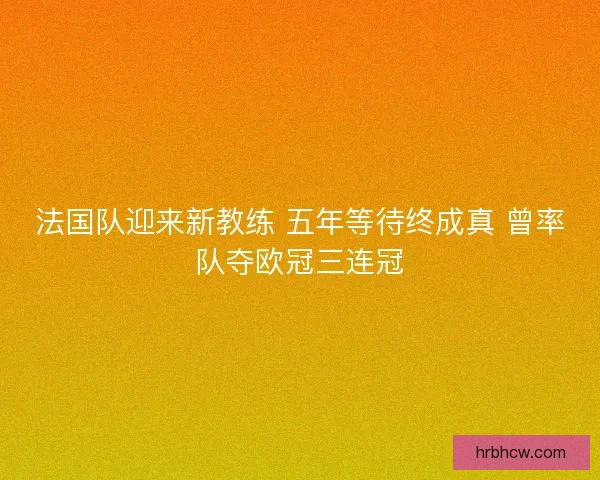 法国队迎来新教练 五年等待终成真 曾率队夺欧冠三连冠