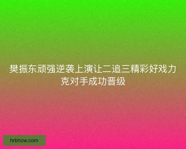 樊振东顽强逆袭上演让二追三精彩好戏力克对手成功晋级