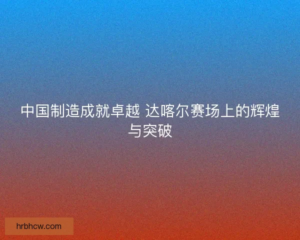 中国制造成就卓越 达喀尔赛场上的辉煌与突破