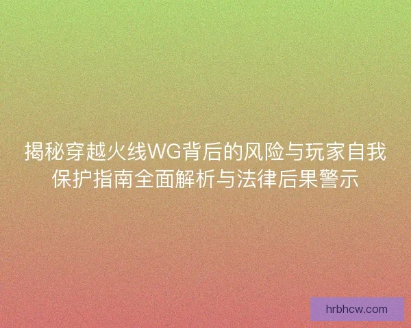 揭秘穿越火线WG背后的风险与玩家自我保护指南全面解析与法律后果警示